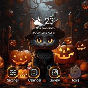 Samsung-Galaxy-Theme-Gray-Cat-Between-Halloween-Pumpkins_thumb.jpg